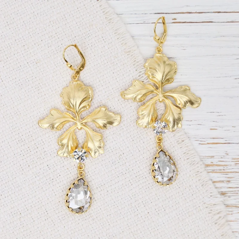 Lightweight Earrings For Comfortable Wear-Leaf and Crystal Earrings