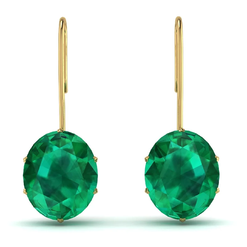 Bold Resin Earrings For Statement Fashion-Oval Hidden Halo Emerald Earrings - Gemma No. 4