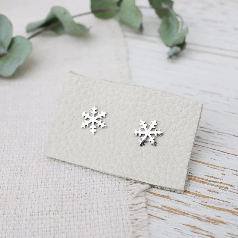 Gold Earrings For Elegant Occasions-Sterling Silver Snowflake Post Earrings