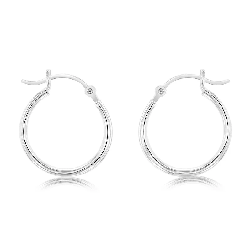 Exclusive Earrings For Fine Jewelry Lovers-Sterling Silver Ribbed 15mm Hoop Earrings