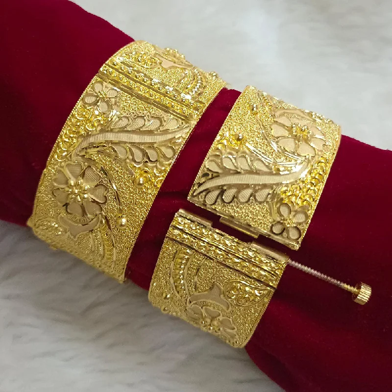 Beautiful Adjustable Bangles For Perfect Fit-Pari Art Jewellery Forming Gold Openable Bangles Set