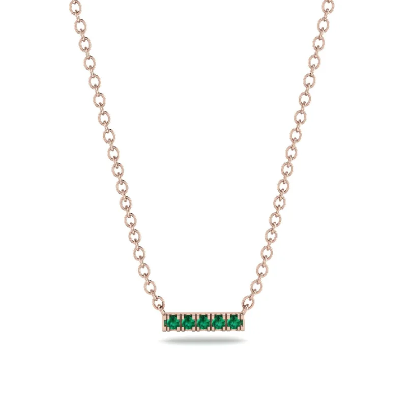 Small Emerald Necklace Bar With  - Zahra No. 5