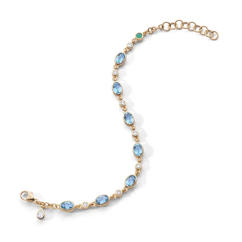 Elegant Tennis Bracelets For Bridal Glam-Aquamarine Tennis Bracelet in 18K Gold