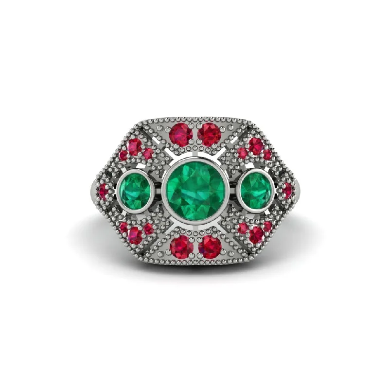 Gorgeous Gemstone Engagement Rings For Brides-Emerald Art Deco Geometric Engagement Ring - Haven No. 51