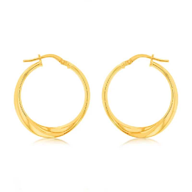 Chic Silver Earrings For Timeless Appeal-9ct Yellow Gold Silverfilled Fancy 20mm Hoop Earrings