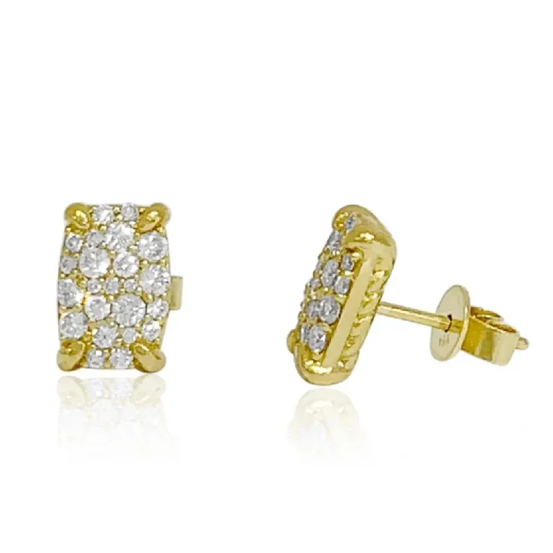 Colorful Gemstone Earrings For Bold Looks-Yellow Gold Diamond Cluster Stud Earrings