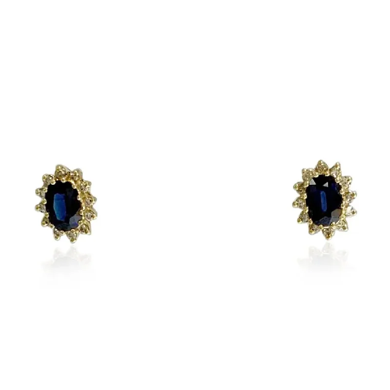 Beaded Earrings For Artistic Touch-Yellow Gold Diamond and Sapphire Earrings