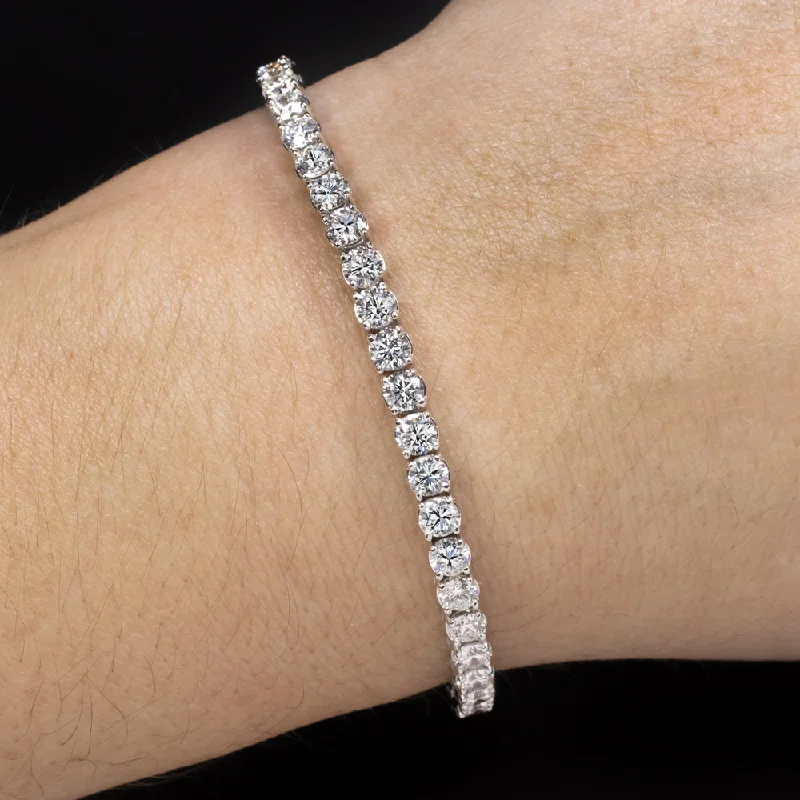 Simple Chain Bracelets For Everyday Wear-8.29ct VERY GOOD CUT DIAMOND TENNIS BRACELET NATURAL CLASSIC 14k WHITE GOLD 8ct