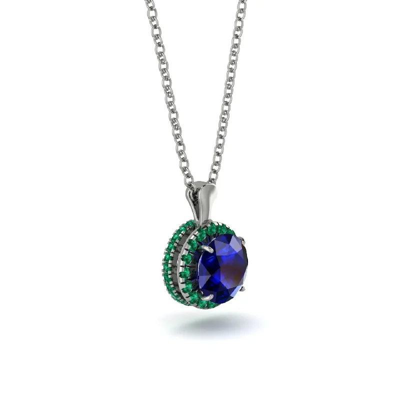 Hidden Halo Sapphire Necklace - Catalina No. 30