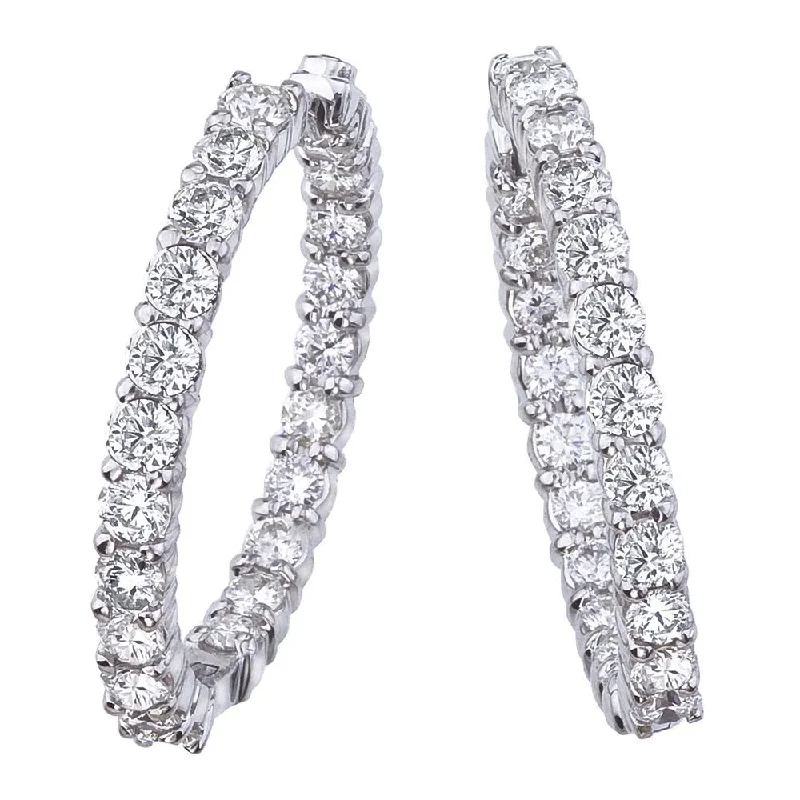 Bohemian Earrings For Free-Spirited Style-Roberto Coin 28mm Diamond Hoop Earrings 18K White Gold