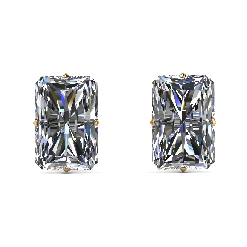 Glamorous Earrings For Night Life-Hidden Halo Emerald Cut Diamond Earrings - Vanessa No. 1