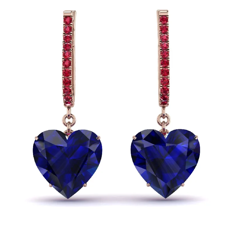 Elegant Silver Earrings For Formal Occasions-Heart Sapphire Earrings - Noelle No. 59