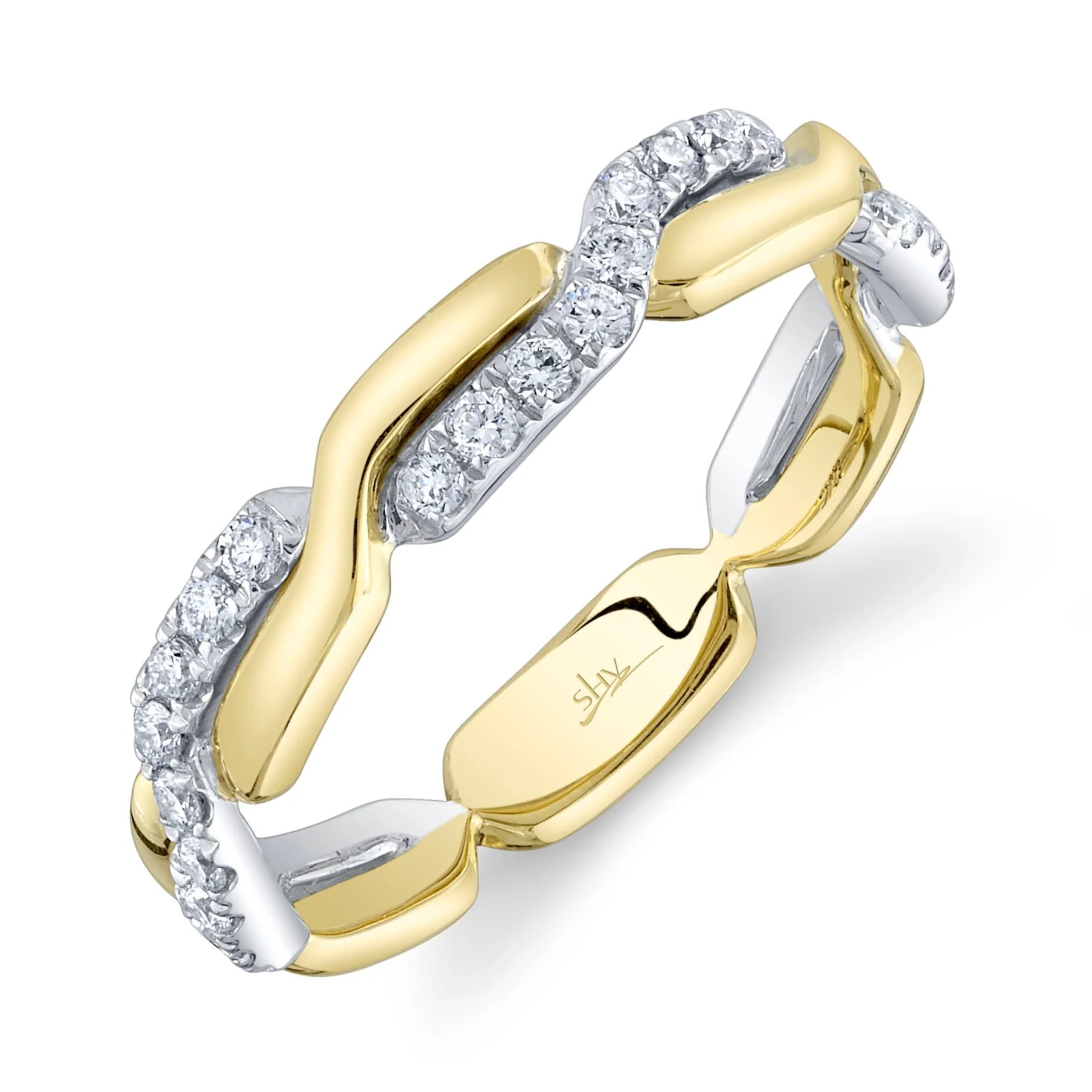 Stunning Cocktail Rings For Bold Glam-Yellow and White Gold Weave Diamond Ring