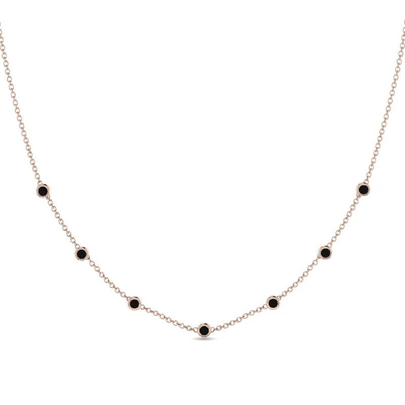 Minimalist Bezel Black Diamond Necklace - Liv No. 8