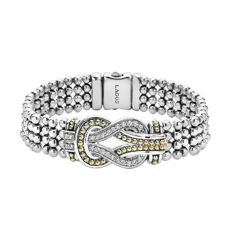 Timeless Chain Bracelets For Classic Fashion-Two-Tone Knot Diamond Statement Bracelet