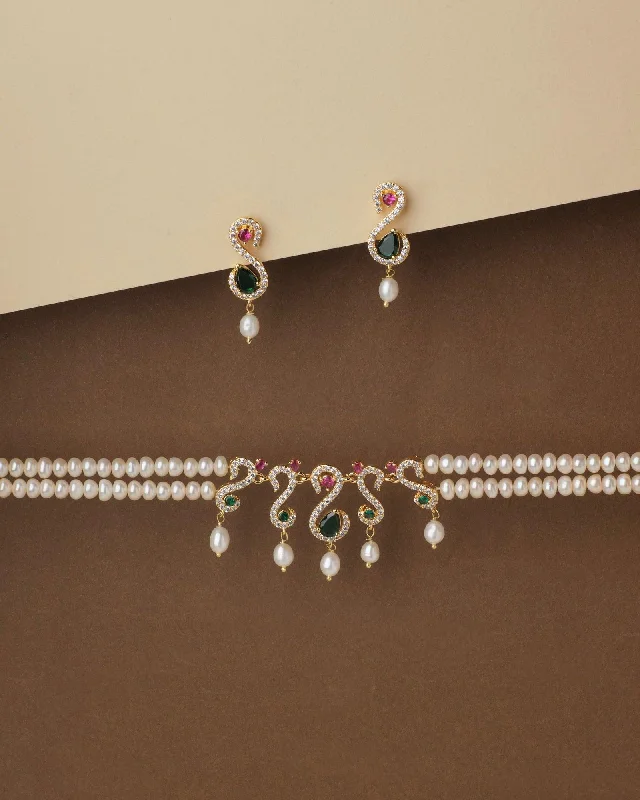 Ravishing Multi Stone Pearl Necklace Set