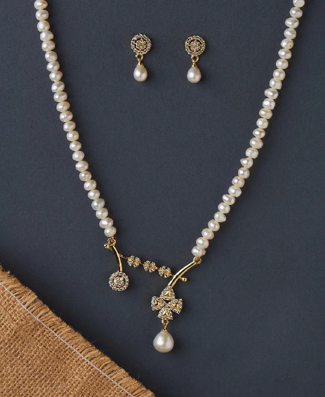 Floral Real Pearl Necklace Set