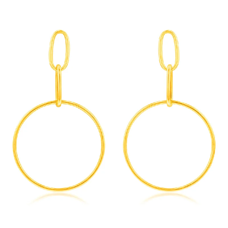 Vibrant Earrings For Fun Fashion-9ct Yellow Gold Silverfilled Link And Open Circle Drop Earrings