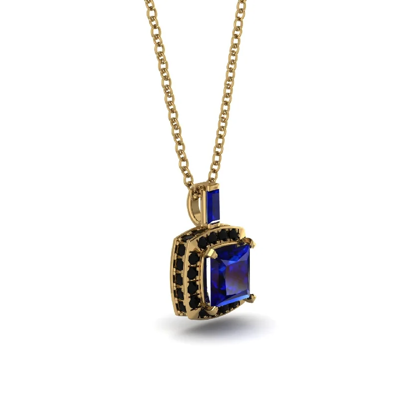 Hidden Halo Princess Cut Sapphire Necklace - Georgia No. 43