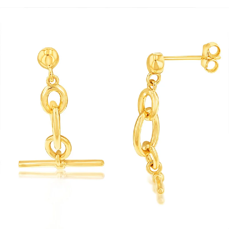 Boho Earrings For Casual Outfits-9ct Yellow Gold Fancy Links Drop Earrings