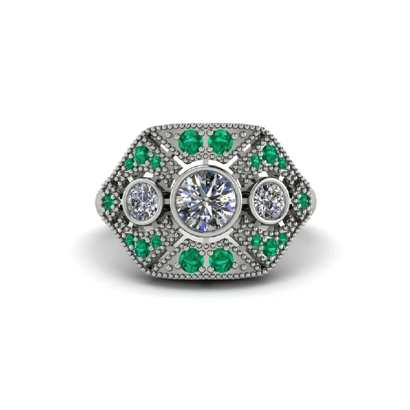 Timeless Gemstone Rings For Luxury Style-Diamond Art Deco Geometric Engagement Ring - Haven No. 18