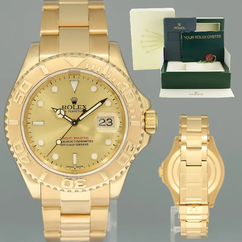 Colorful Digital Watches For Trendy Looks-MINT Rolex Yacht-Master Yellow Gold 16628 Champagne 40mm Watch Box