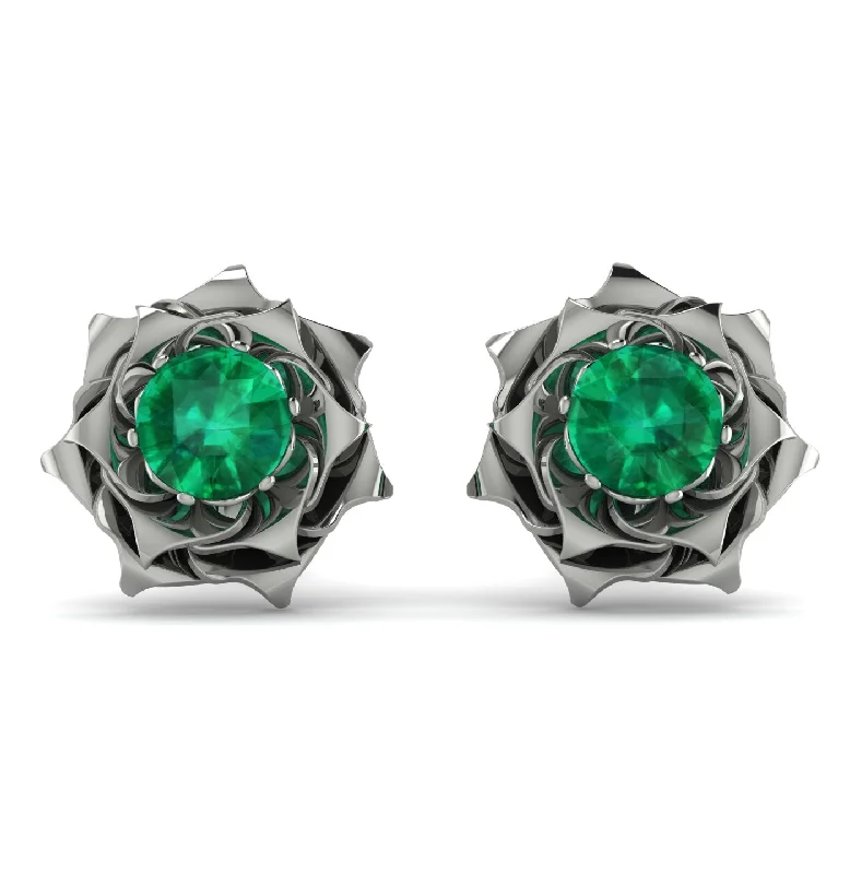 Dazzling Gold Earrings For Special Days-A lady's Rose Emerald Earrings- Elena no. 6