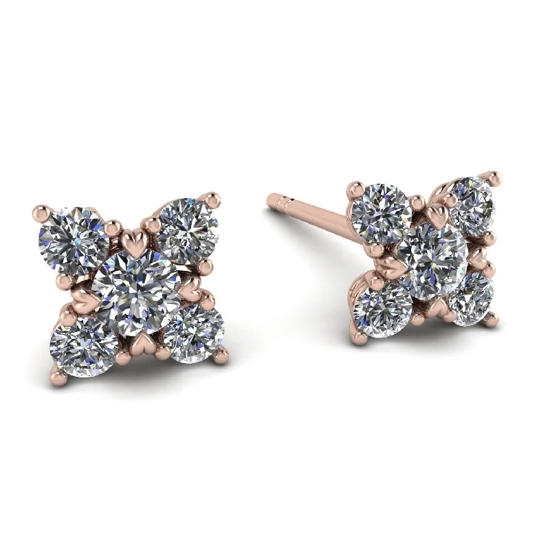 Trendy Drop Earrings For Bold Fashion-Geometrical 5 Diamonds Stud Earrings - Noa No. 2