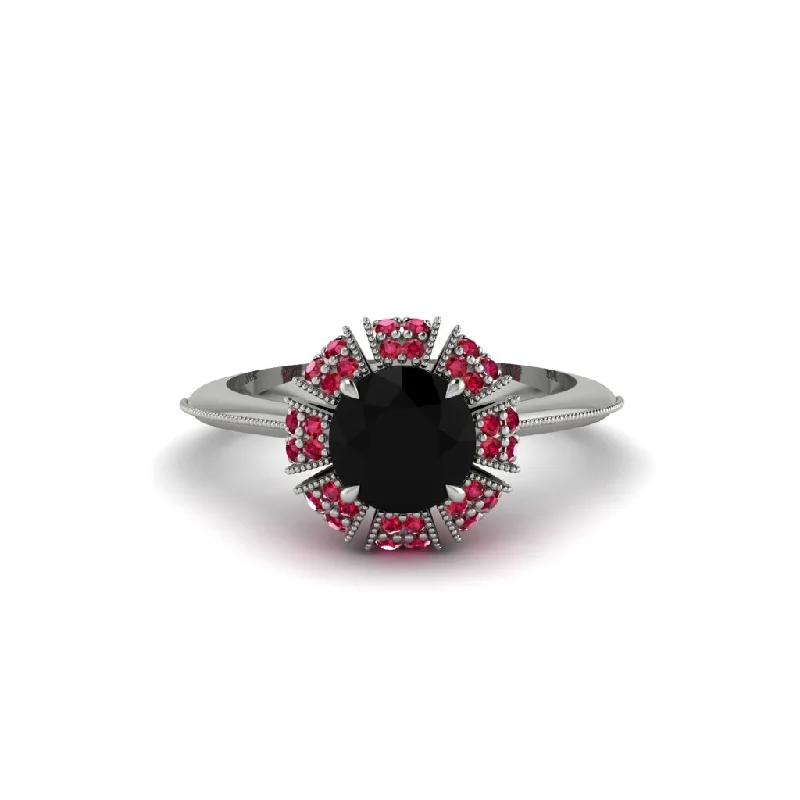 Timeless Platinum Wedding Rings For Lasting Love-Ruby Crown Halo Engagement Ring - Annie No. 54