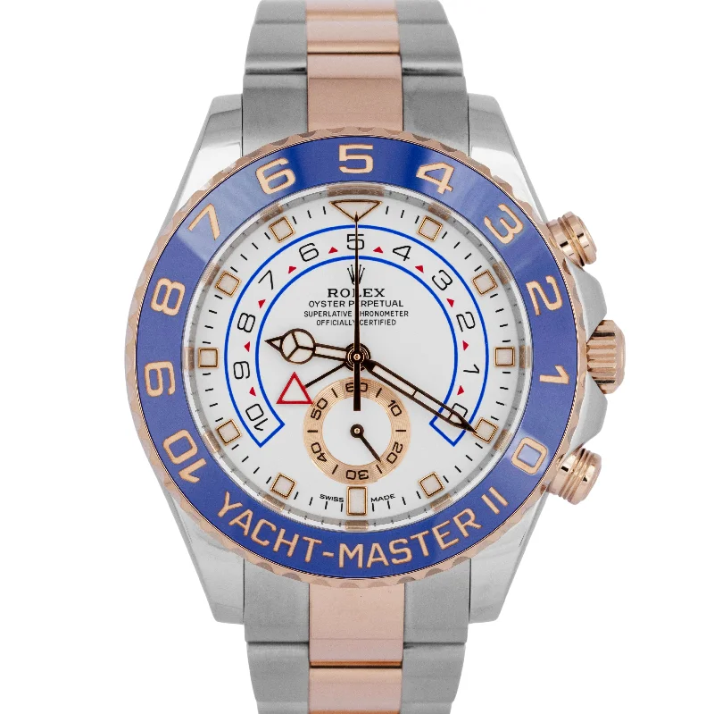 Elegant Designer Watches For Fashion Enthusiasts-MINT Rolex Yacht-Master II 44mm NEW STYLE HANDS Two-Tone 18K Rose Gold 116681