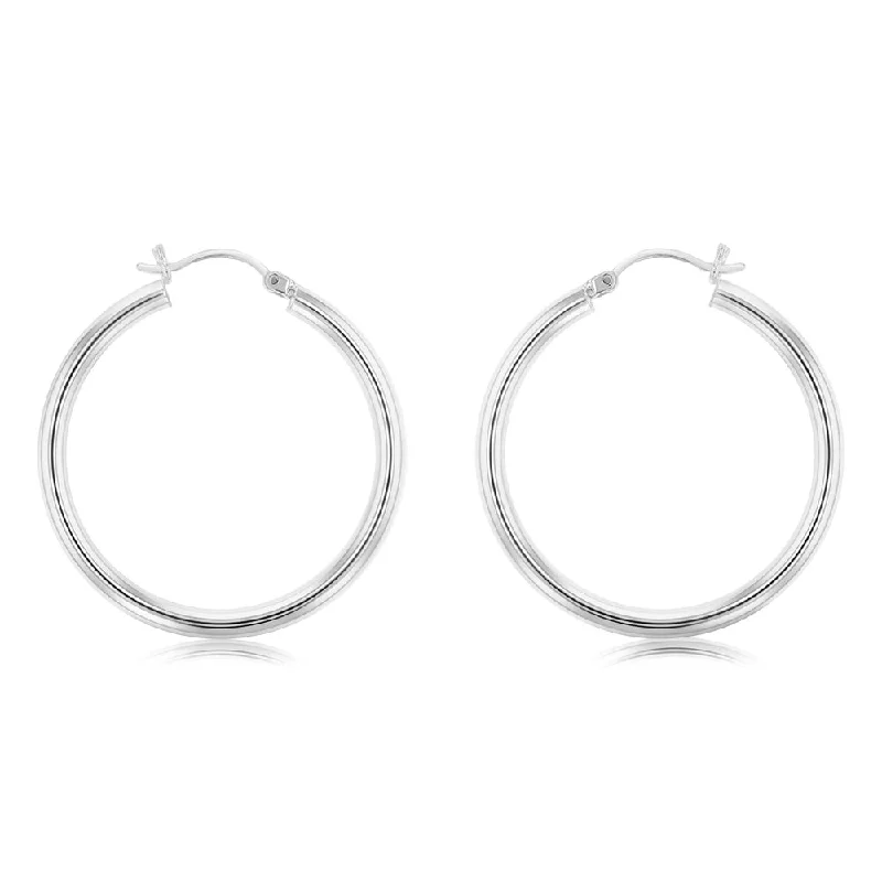 Modern Stud Earrings For Daily Glam-Sterling Silver Plain 30mm Hoop Earrings