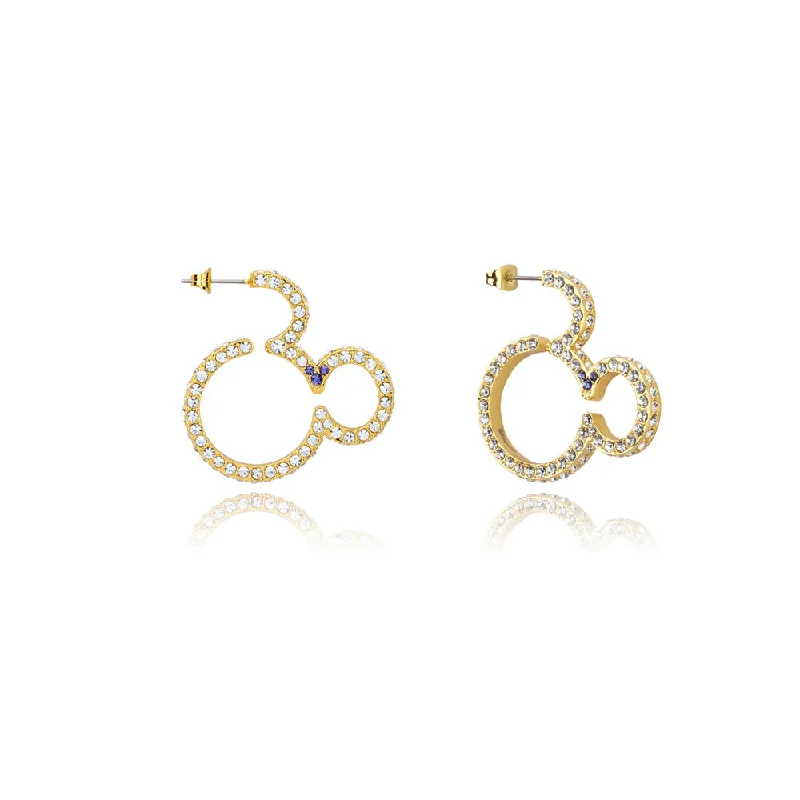 Classic Diamond Earrings For Elegant Style-Disney Mickey Mouse Crystal Hoop Earrings