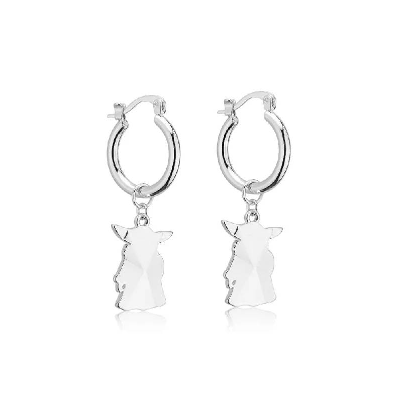 Exclusive Earrings For High-End Fashion-Disney White Gold-Plated Stainless steel Grogu Hoop Earrings