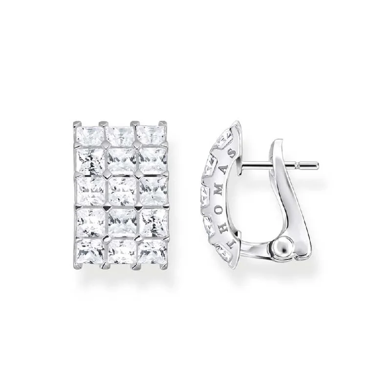 Fashion Earrings For Party Time-Thomas Sabo Heritage Sterling Silver CZ Curved Stud Earrings