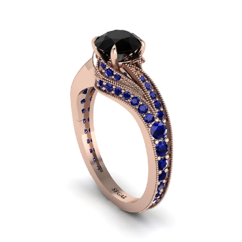 Beautiful Wedding Bands For Elegant Occasions-Sapphire 14K Gold Pave Engagement Ring - Magnolia No. 68