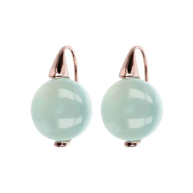 Glamorous Earrings For Night Life-Bronzallure Rose Gold Plated Alba Aqua Chalcedony Earrings