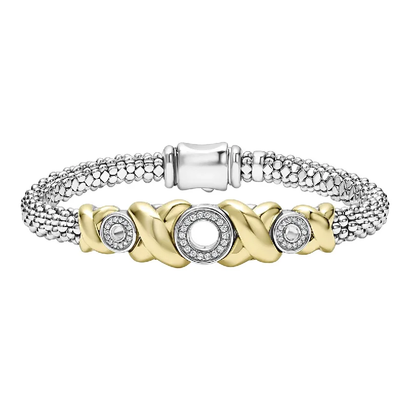 Custom Leather Bracelets For Personalized Fashion-18K Gold XO Diamond Bracelet