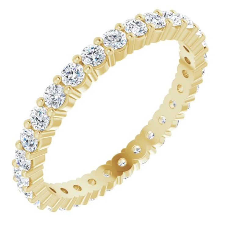 Beautiful Diamond Wedding Rings For Brides-14K Yellow 9/10 CTW Lab-Grown Diamond Eternity Band Size 4.5