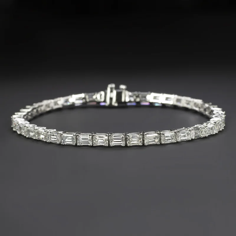 Gorgeous Custom Birthstone Bracelets For Personalized Glam-LAB CREATED DIAMOND TENNIS BRACELET EMERALD CUT 8ct CLASSIC 14k WHITE GOLD