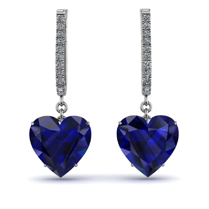 Sparkly Stud Earrings For Special Occasions-Heart Sapphire Earrings - Noelle No. 15