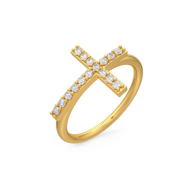 Trendy Stackable Rings For Layered Style-Diamond Cross Ring