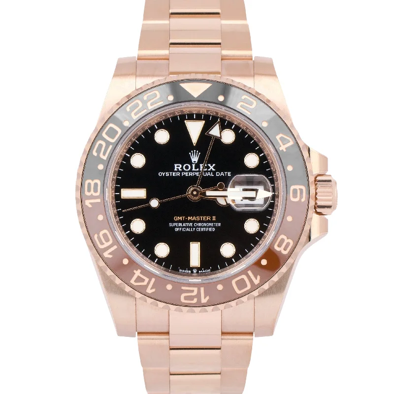 Affordable Smart Watches For Tech-Savvy Wearers-MINT PAPERS Rolex GMT-Master II 18K Rose Gold ROOT BEER 40mm 126715 CHNR BOX