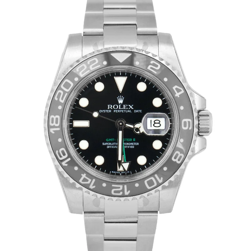 Elegant Watches With Gemstones For Special Occasions-UNWORN NOS STICKERED PAPERS Rolex GMT-Master II Green Black 40mm 116710 LN BOX