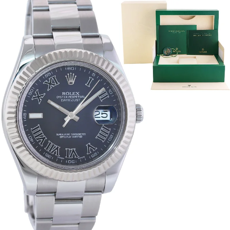 Luxury Timepieces For Special Occasions-MINT Rolex DateJust 2 Wimbledon White Gold Fluted Bezel 116334 Watch Box