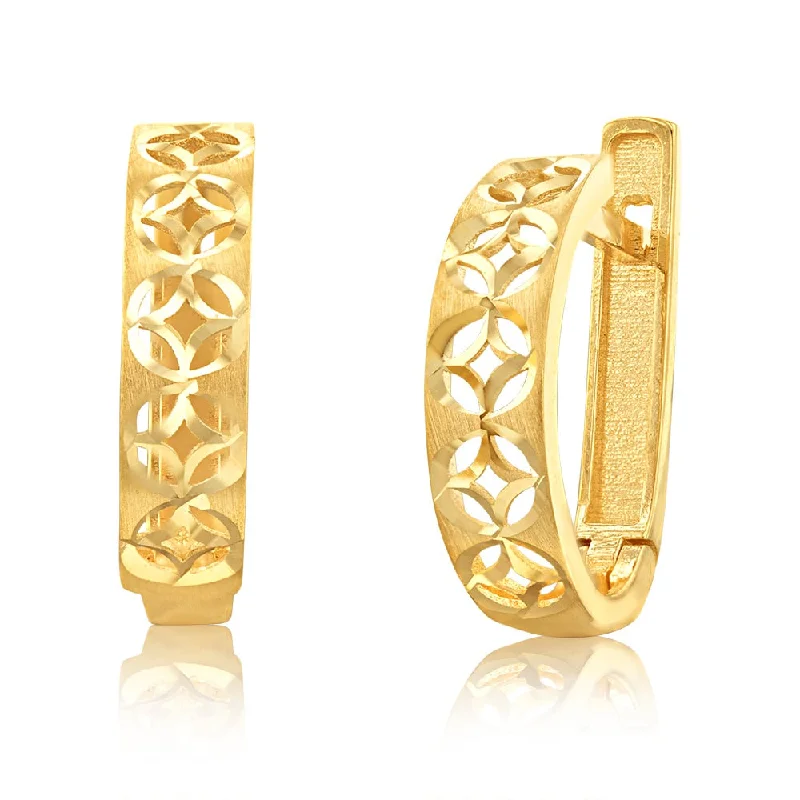 Simple Stud Earrings For Elegant Style-9ct Yellow Gold Diamond Cut Fancy Hoop Earrings