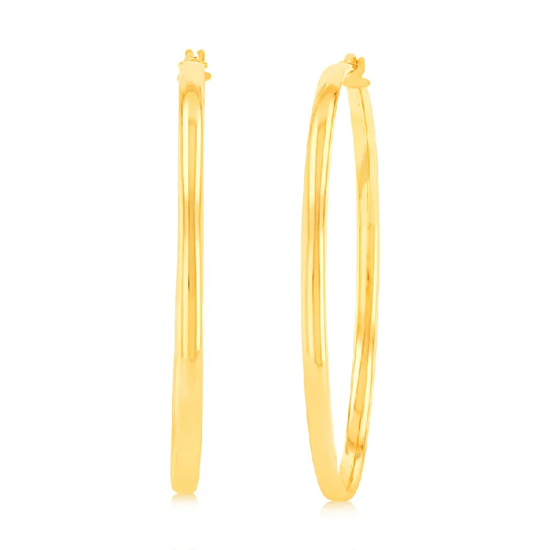 Handmade Pearl Earrings For Luxurious Glam-9ct Yellow Gold Silverfilled Plain Hoop Earrings