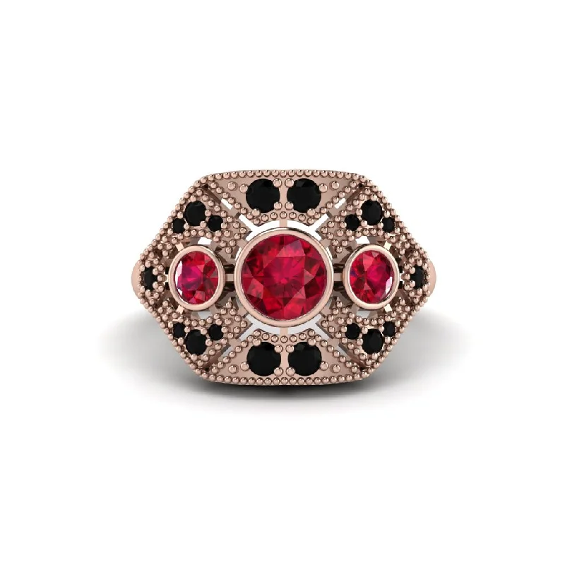 Luxury Engagement Rings For Brides-to-Be-Ruby Art Deco Geometric Engagement Ring - Haven No. 41