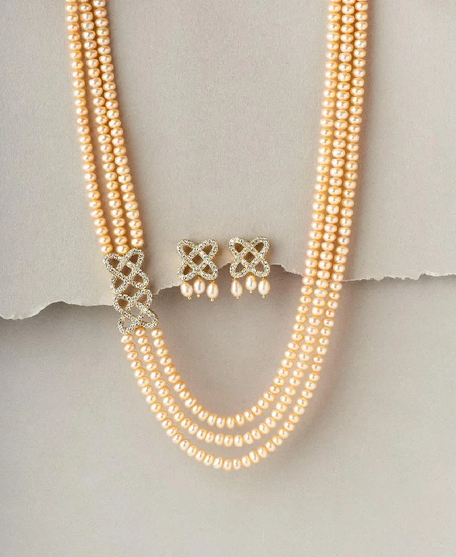 Gorgeous Pink Pearl Necklace Set