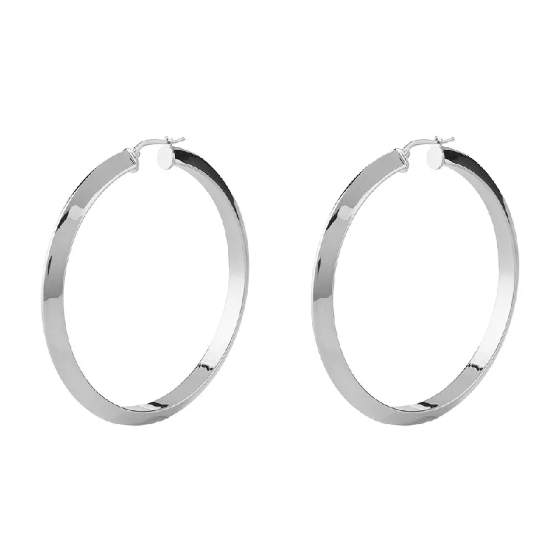 Luxury Gold Earrings For Upscale Fashion-Guess Stainless Steel 60mm Triangle Superlight Hoop Earrings