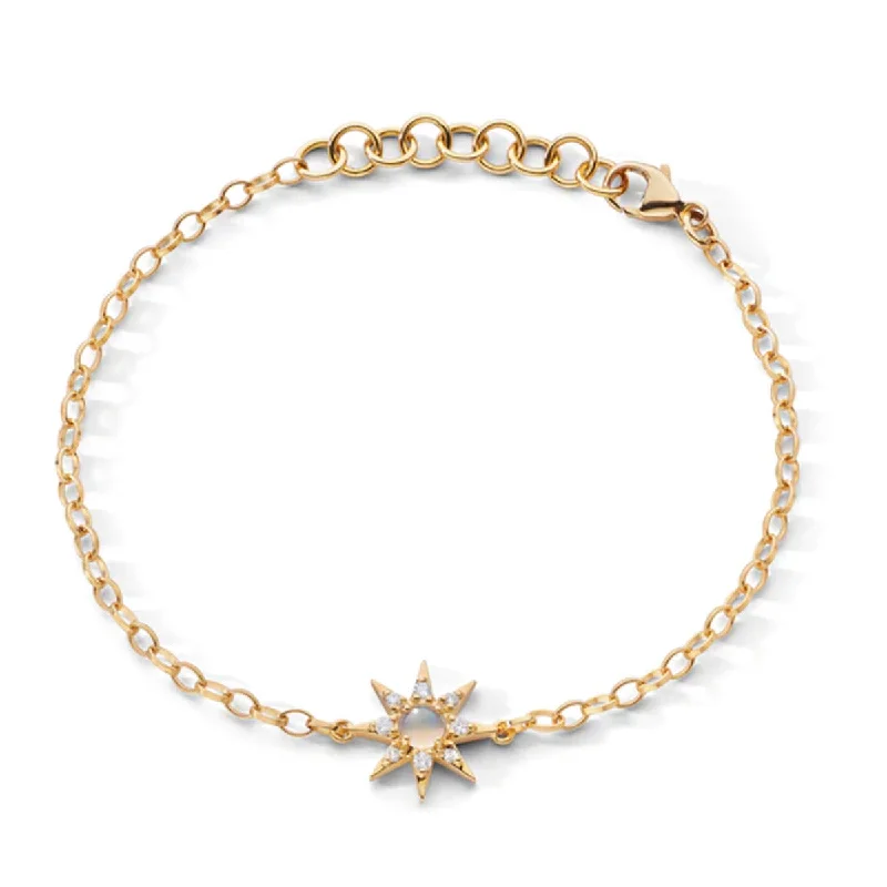 Beautiful Cuff Bracelets For Minimalist Style-Petite Diamond and Opal Star Charm Bracelet